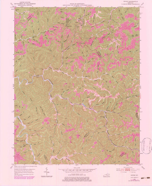 Classic USGS Tiptop Kentucky 7.5'x7.5' Topo Map Image