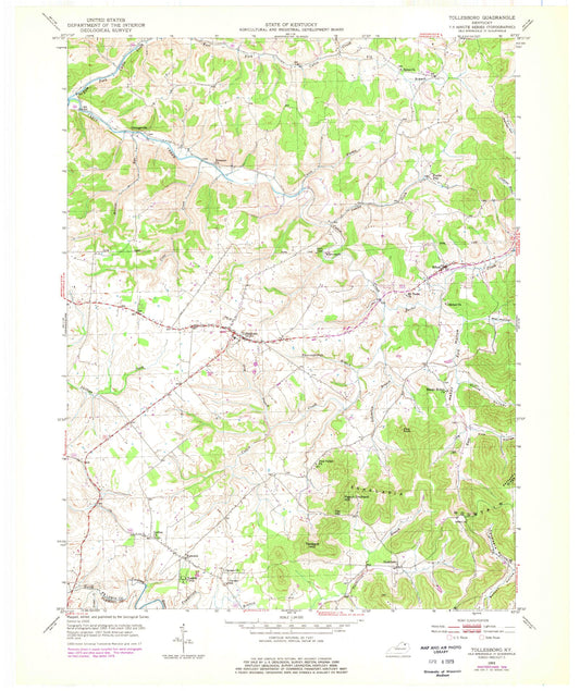 Classic USGS Tollesboro Kentucky 7.5'x7.5' Topo Map Image