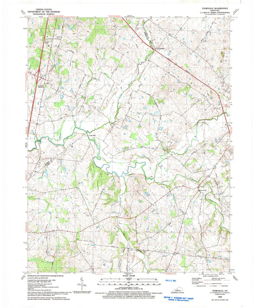 Classic USGS Tonieville Kentucky 7.5'x7.5' Topo Map Image