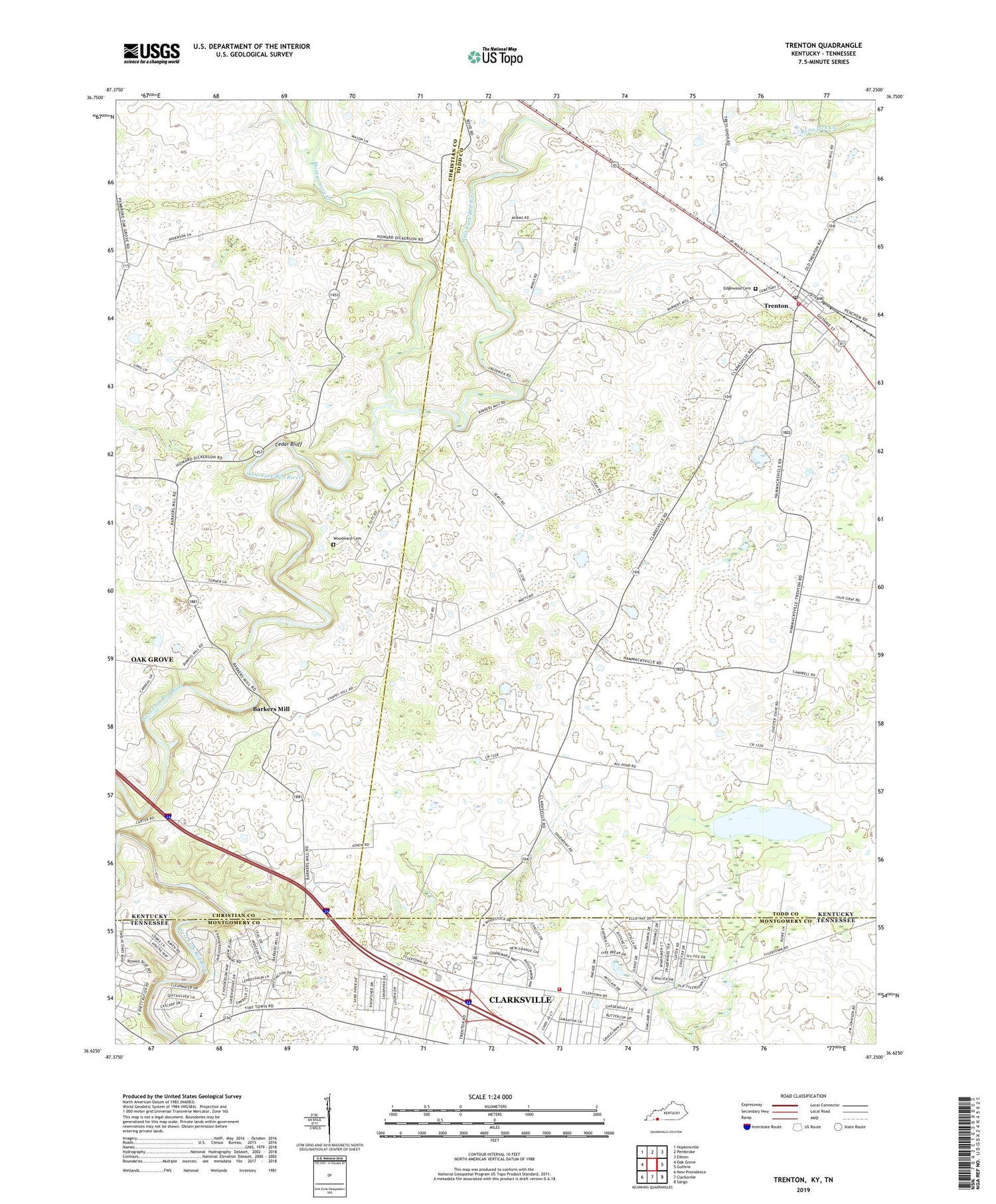 Trenton Kentucky US Topo Map Image