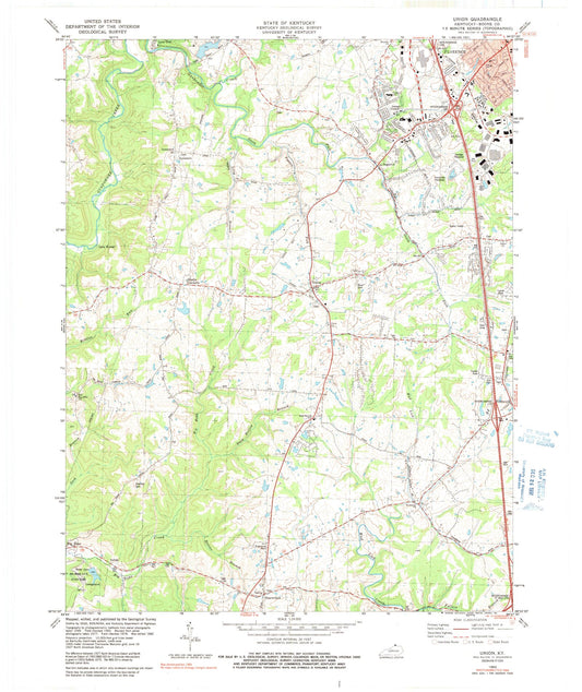 Classic USGS Union Kentucky 7.5'x7.5' Topo Map Image