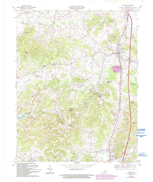 Classic USGS Upton Kentucky 7.5'x7.5' Topo Map Image