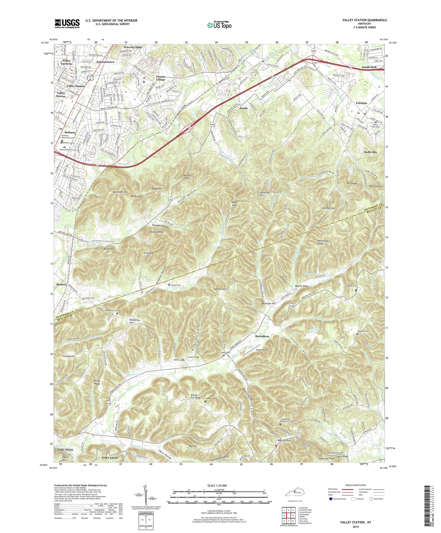 Valley Station Kentucky US Topo Map Image