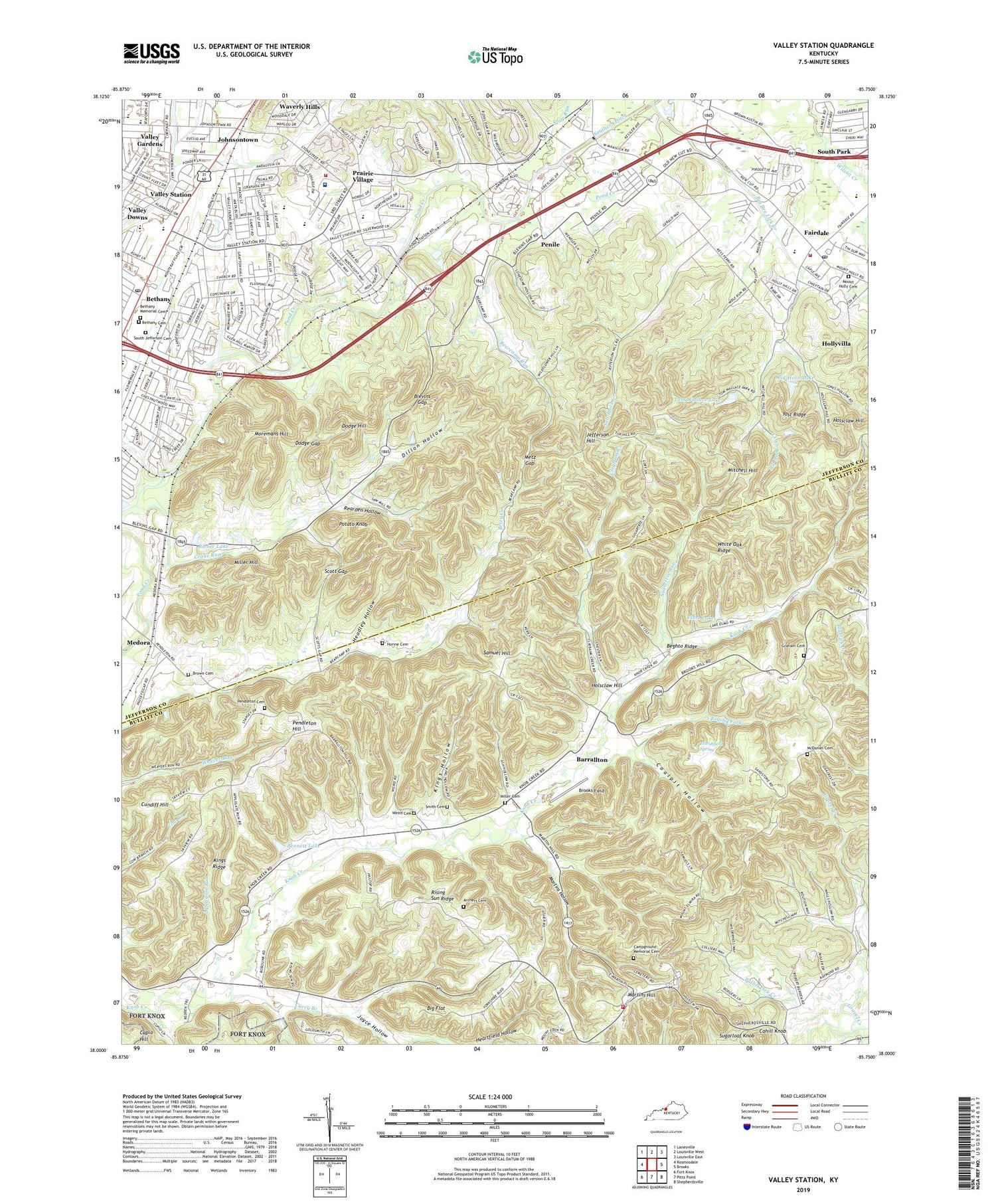 Valley Station Kentucky US Topo Map Image