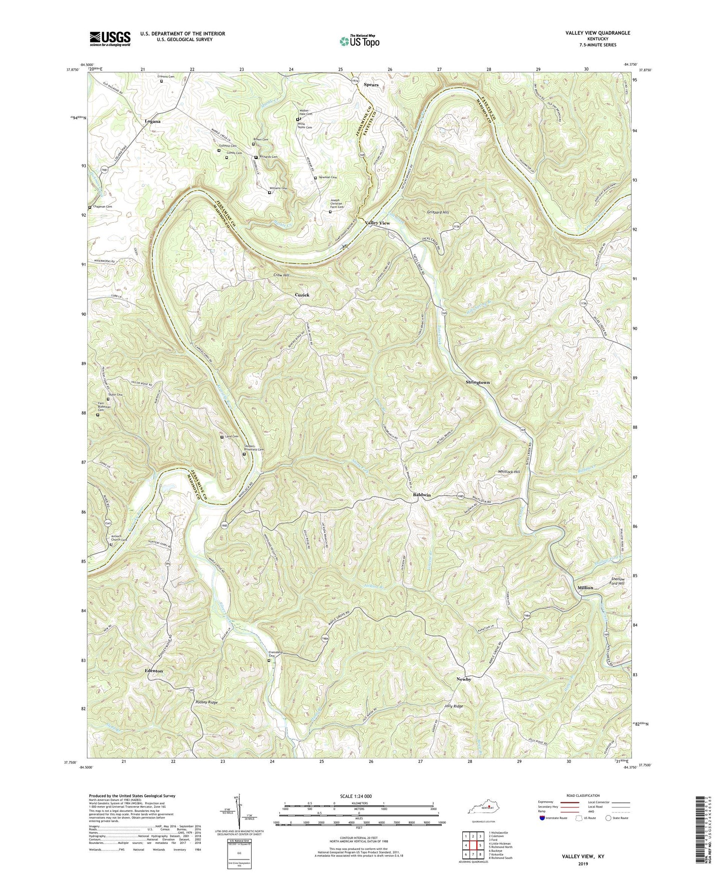 Valley View Kentucky US Topo Map Image