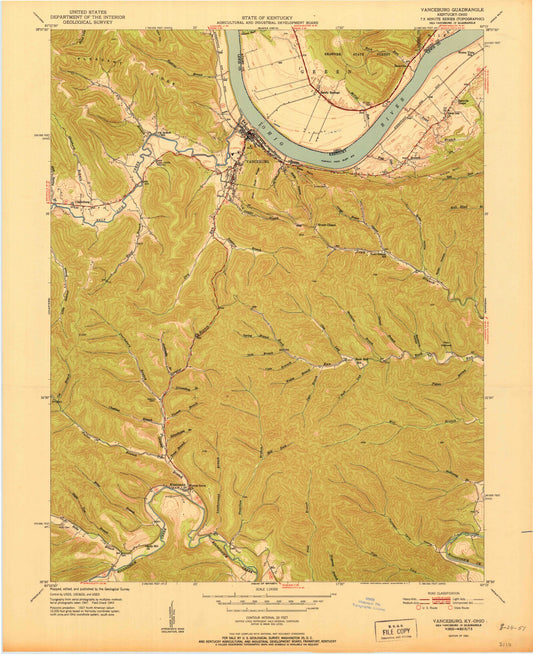 Classic USGS Vanceburg Kentucky 7.5'x7.5' Topo Map Image