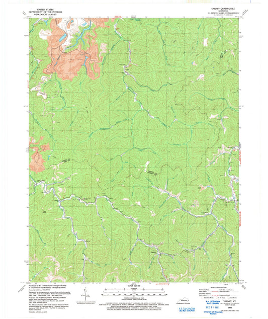Classic USGS Varney Kentucky 7.5'x7.5' Topo Map Image