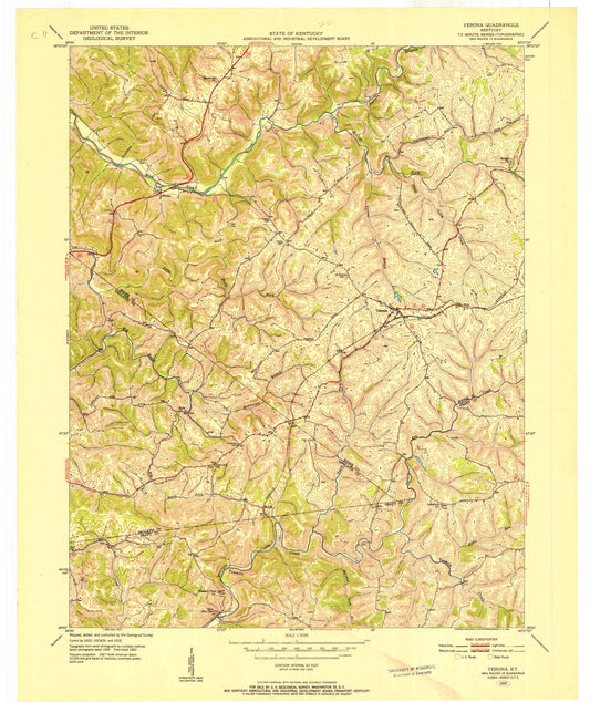 Classic USGS Verona Kentucky 7.5'x7.5' Topo Map Image