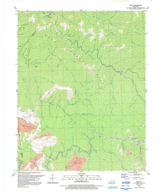 Classic USGS Vest Kentucky 7.5'x7.5' Topo Map Image
