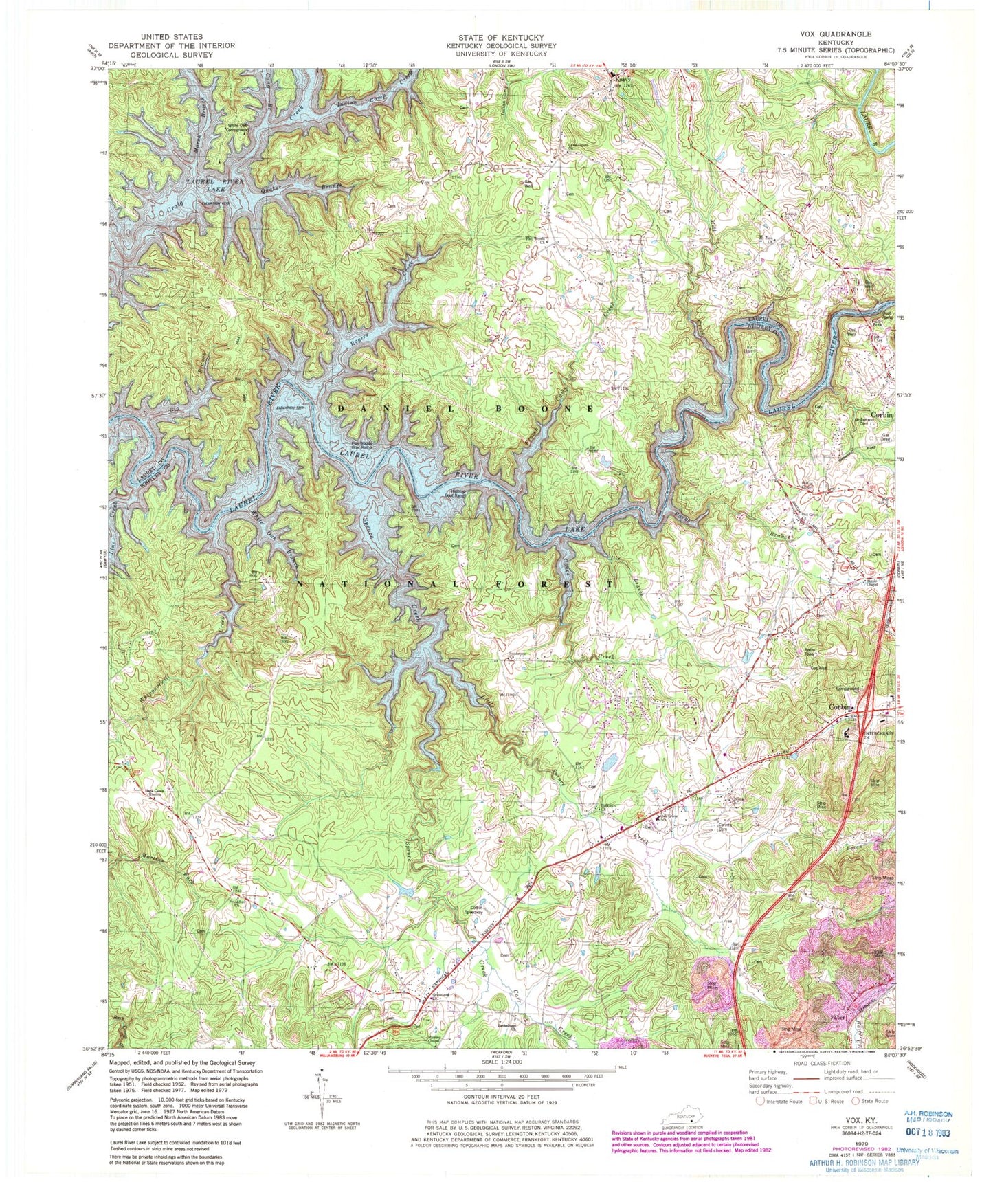 Classic USGS Vox Kentucky 7.5'x7.5' Topo Map Image