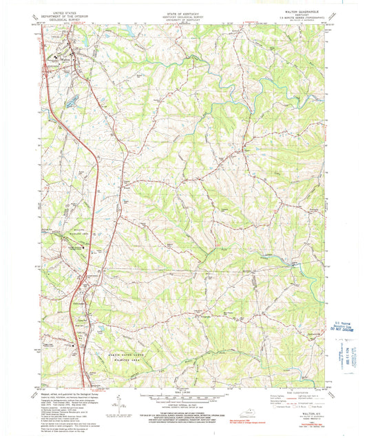 Classic USGS Walton Kentucky 7.5'x7.5' Topo Map Image