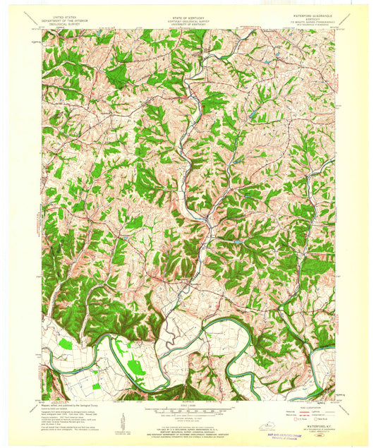 Classic USGS Waterford Kentucky 7.5'x7.5' Topo Map Image