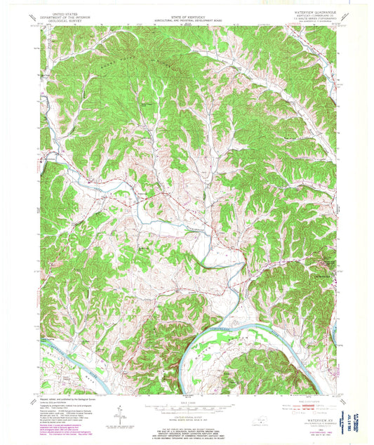 Classic USGS Waterview Kentucky 7.5'x7.5' Topo Map Image