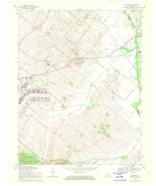 Classic USGS Waverly Kentucky 7.5'x7.5' Topo Map Image