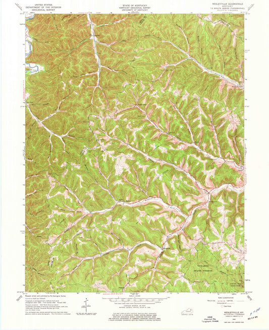 Classic USGS Wesleyville Kentucky 7.5'x7.5' Topo Map Image