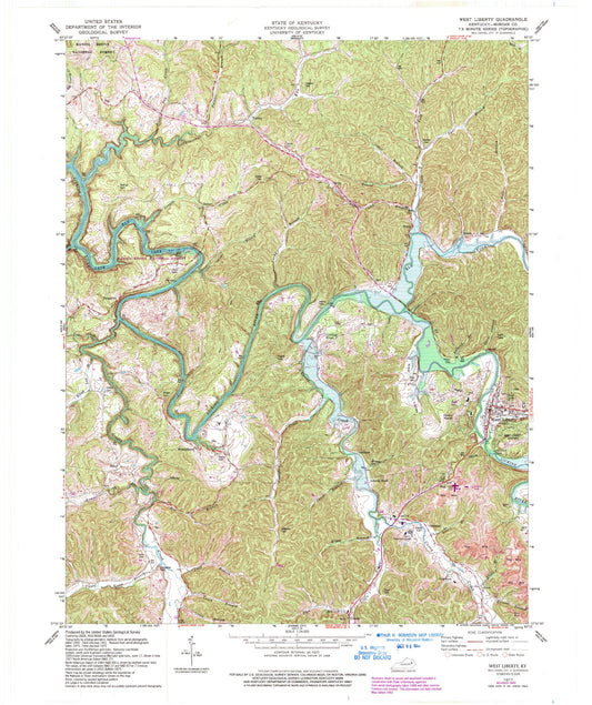 Classic USGS West Liberty Kentucky 7.5'x7.5' Topo Map Image