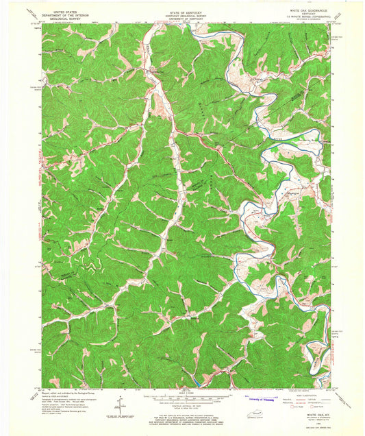 Classic USGS White Oak Kentucky 7.5'x7.5' Topo Map Image