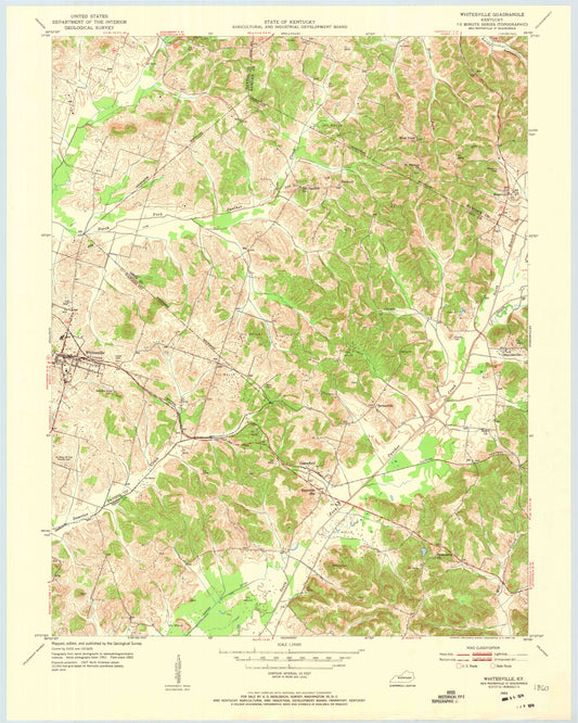 Classic USGS Whitesville Kentucky 7.5'x7.5' Topo Map Image