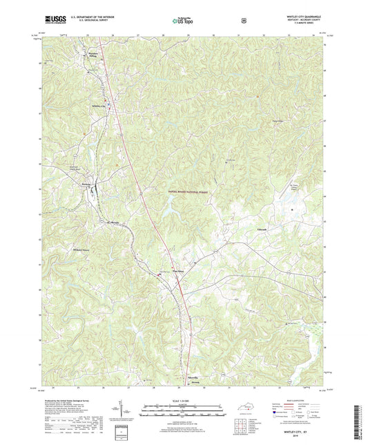 Whitley City Kentucky US Topo Map Image