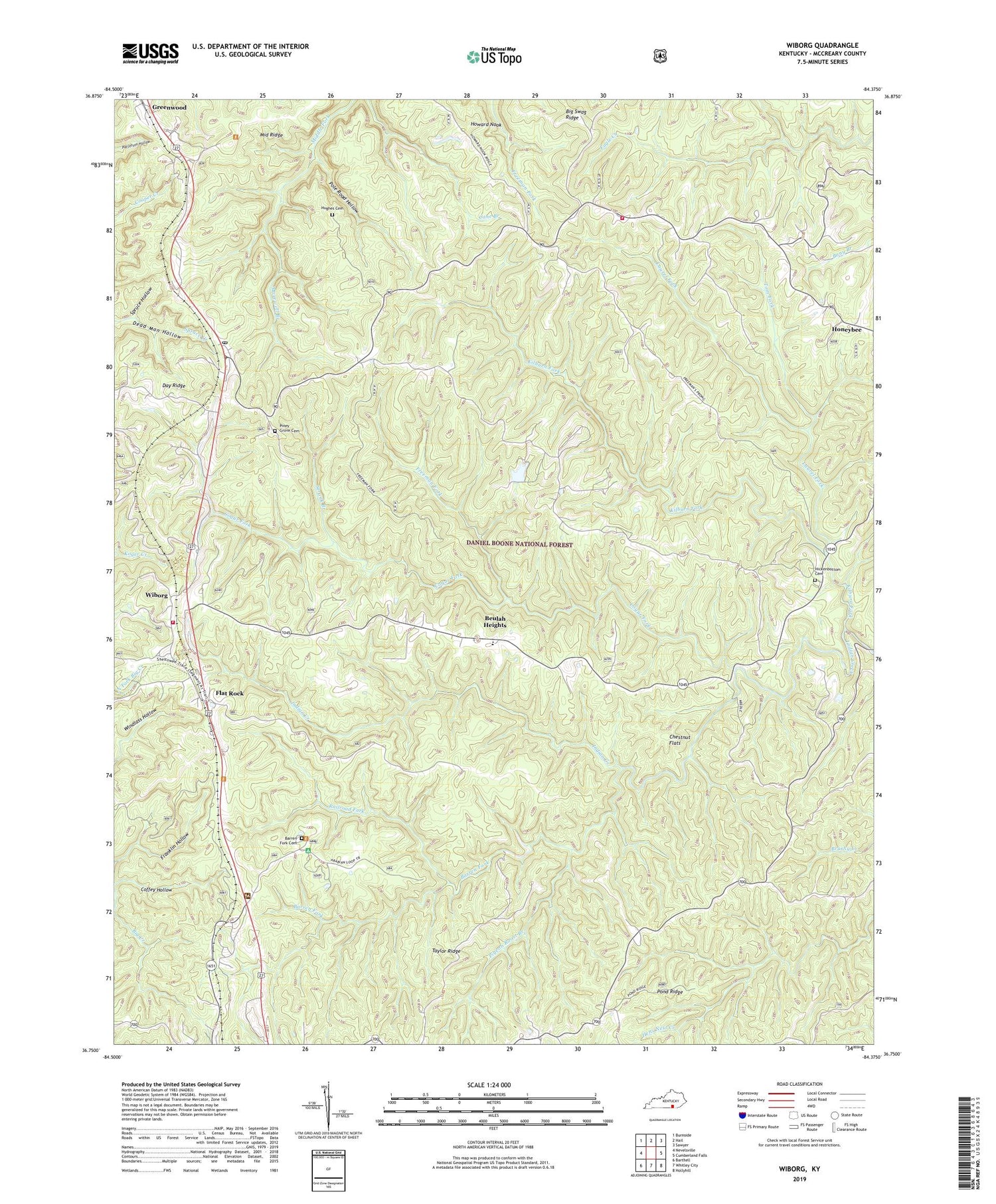 Wiborg Kentucky US Topo Map Image