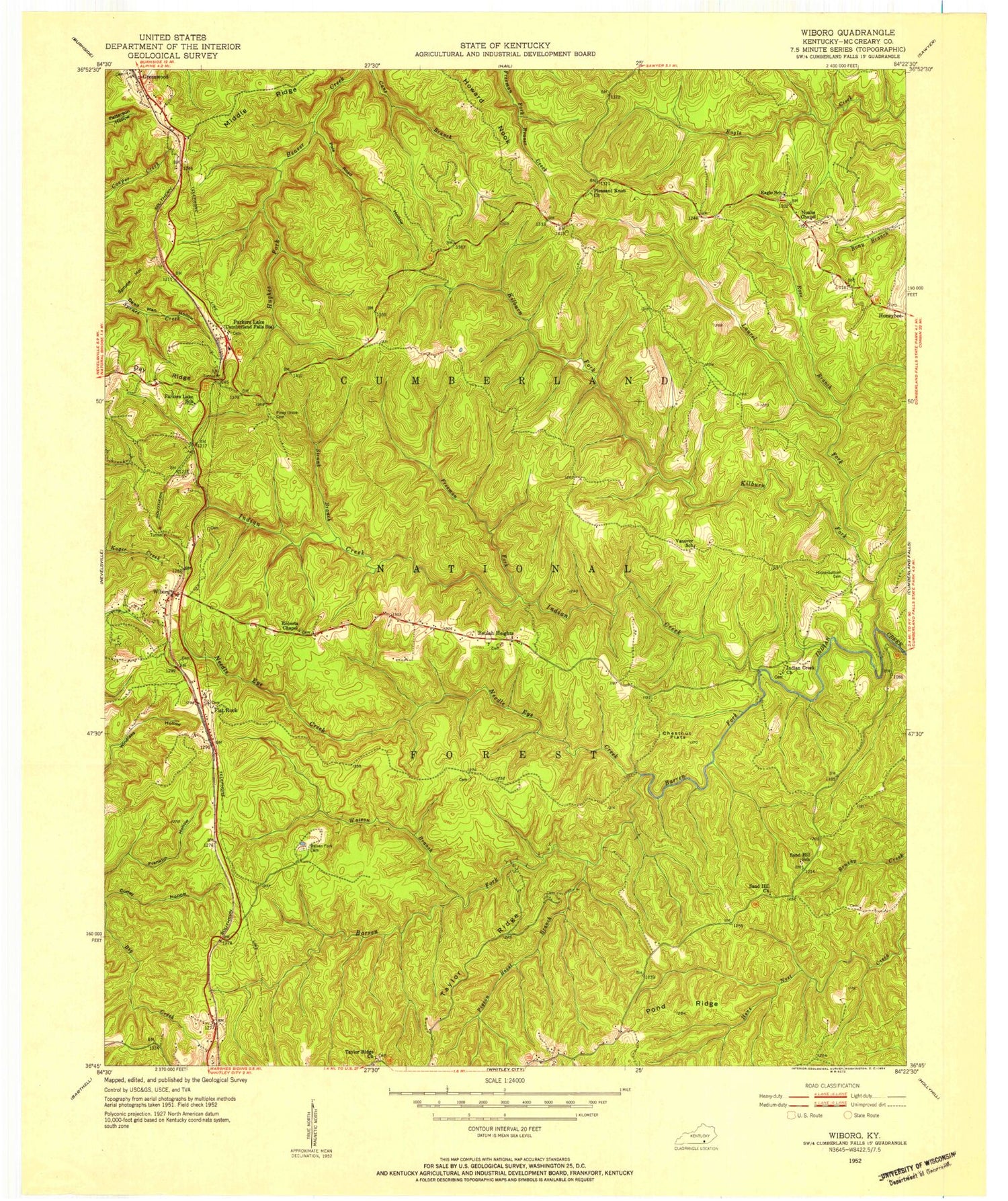 Classic USGS Wiborg Kentucky 7.5'x7.5' Topo Map Image