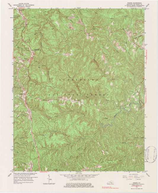 Classic USGS Wiborg Kentucky 7.5'x7.5' Topo Map Image