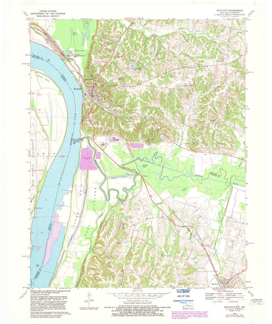 Classic USGS Wickliffe Kentucky 7.5'x7.5' Topo Map Image