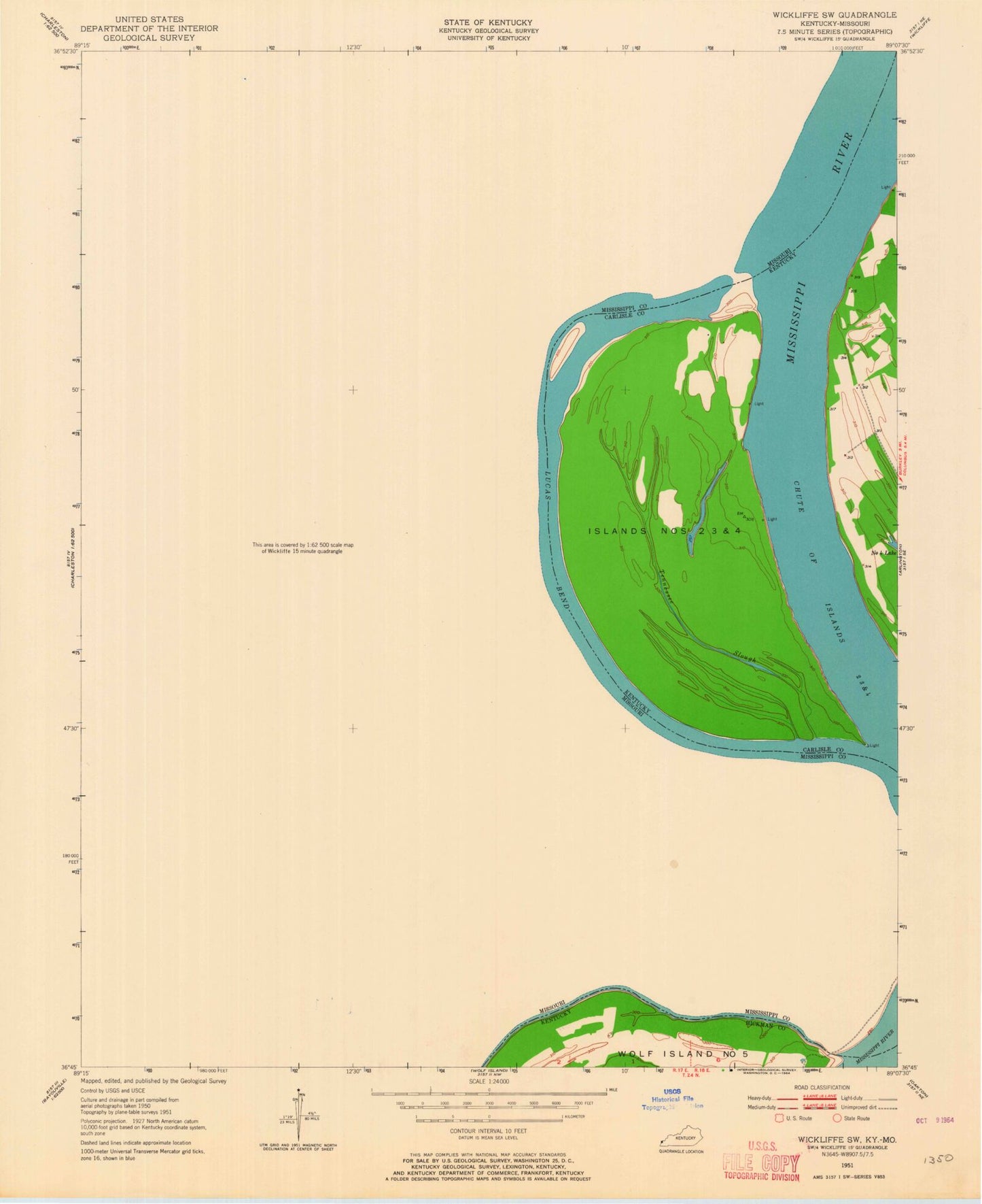 Classic USGS Wickliffe SW Missouri 7.5'x7.5' Topo Map Image