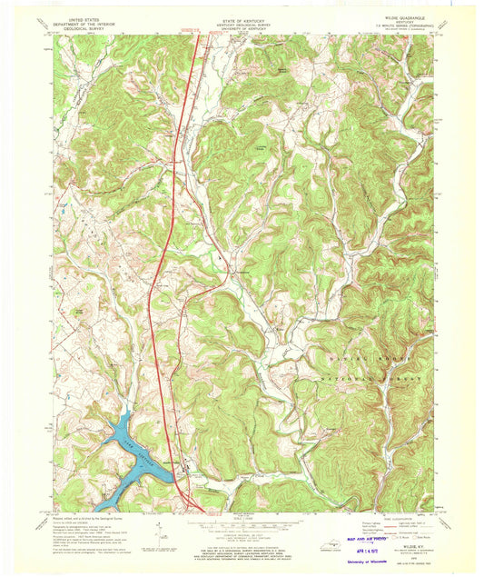 Classic USGS Wildie Kentucky 7.5'x7.5' Topo Map Image