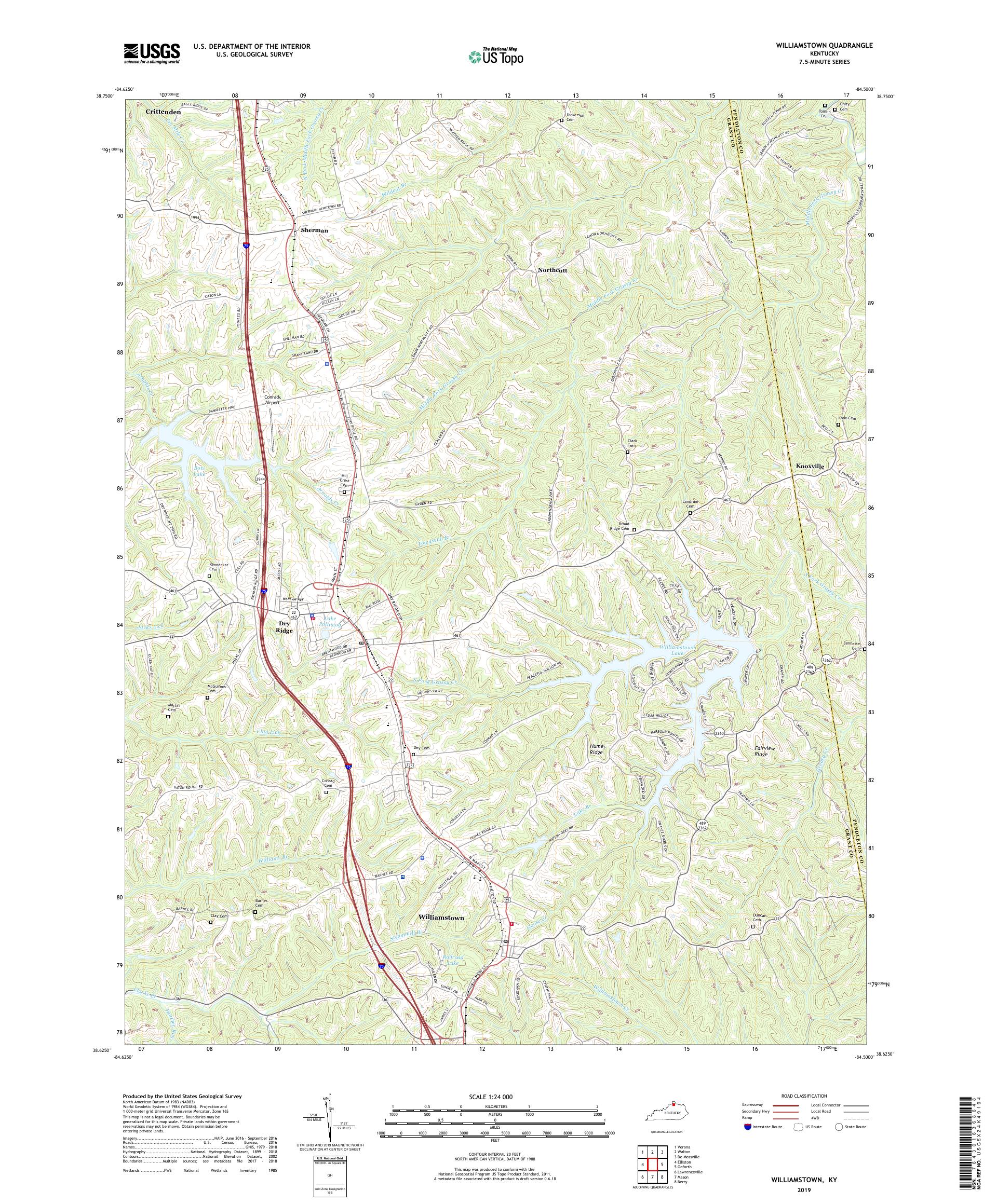 Williamstown Kentucky US Topo Map – MyTopo Map Store