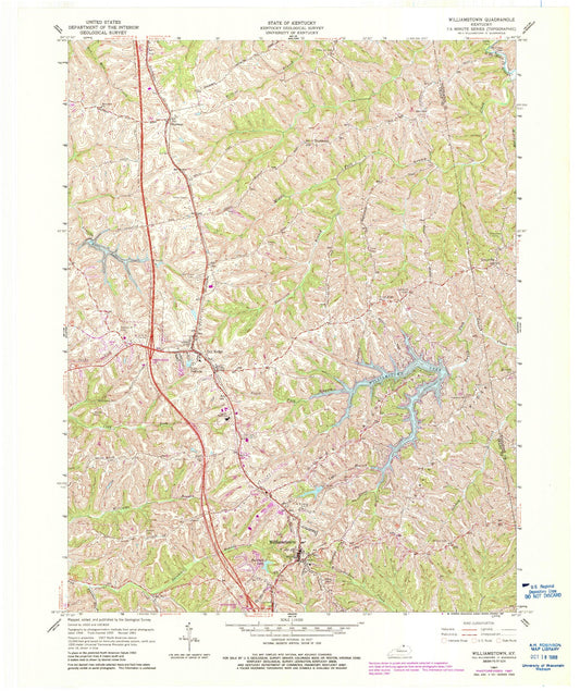 Classic USGS Williamstown Kentucky 7.5'x7.5' Topo Map Image