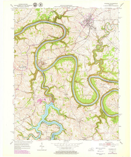 Classic USGS Wilmore Kentucky 7.5'x7.5' Topo Map Image