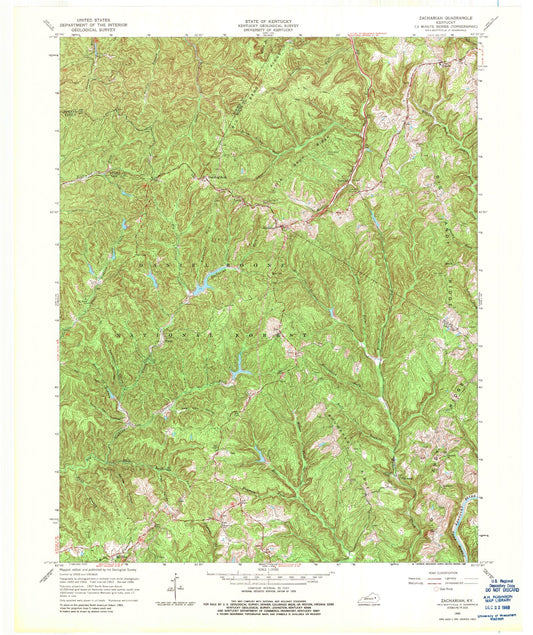 Classic USGS Zachariah Kentucky 7.5'x7.5' Topo Map Image
