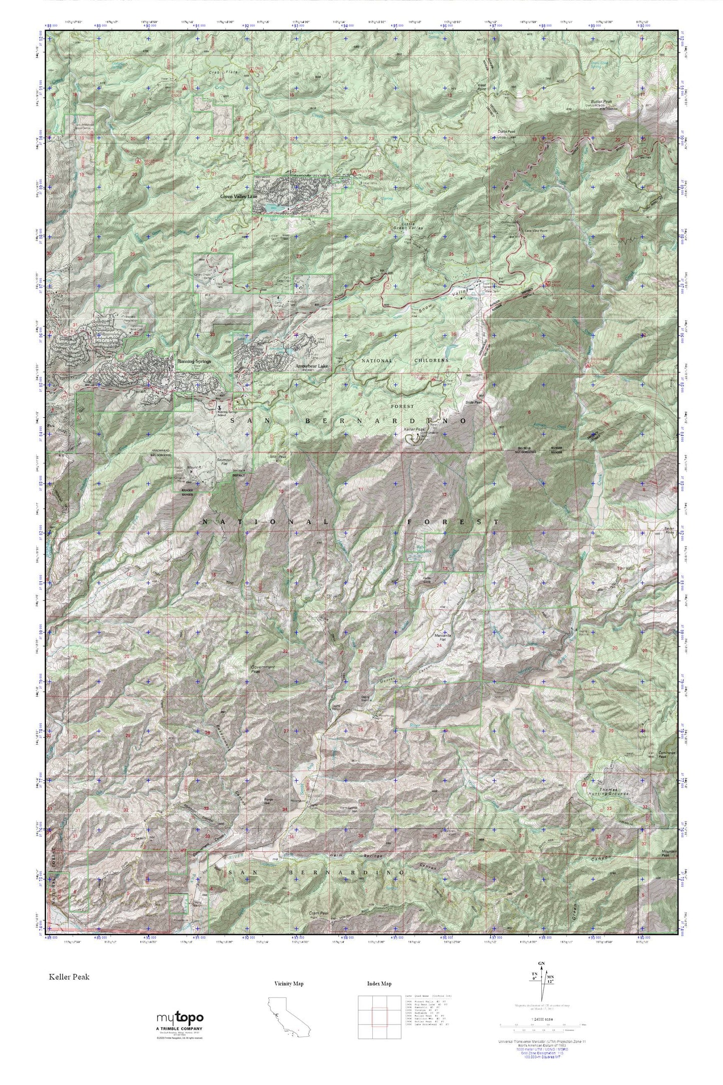 Keller Peak MyTopo Explorer Series Map Image