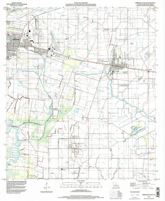 Classic USGS Abbeville East Louisiana 7.5'x7.5' Topo Map Image