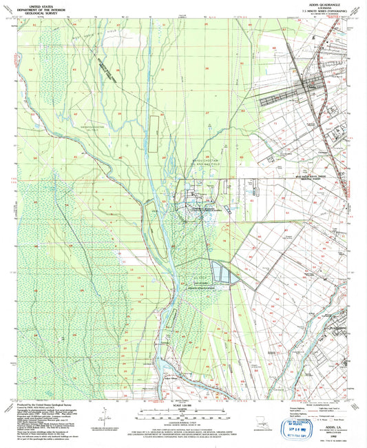 Classic USGS Addis Louisiana 7.5'x7.5' Topo Map Image