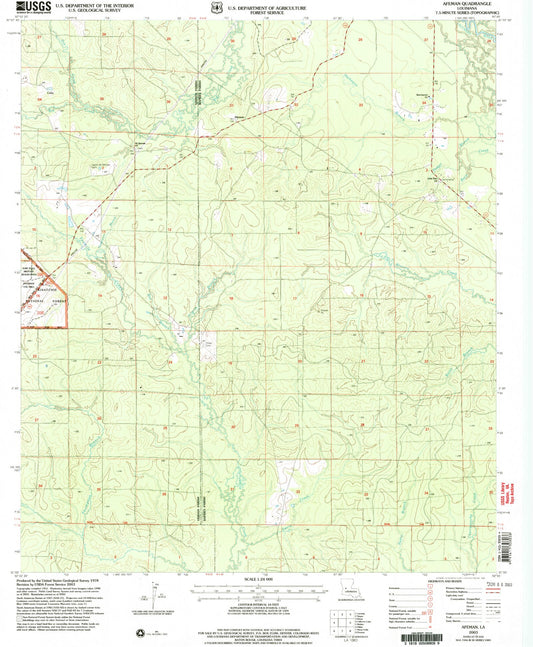 Classic USGS Afeman Louisiana 7.5'x7.5' Topo Map Image