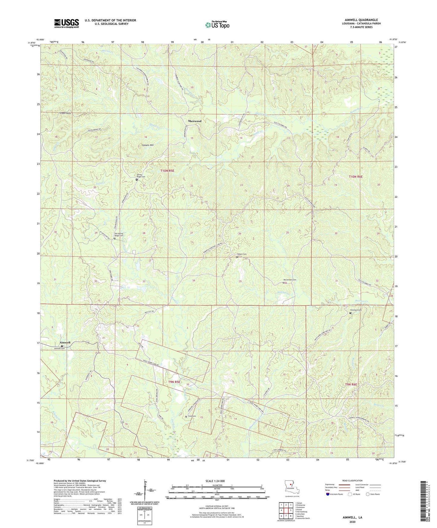 Aimwell Louisiana US Topo Map Image