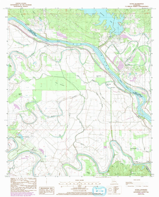 Classic USGS Aloha Louisiana 7.5'x7.5' Topo Map Image