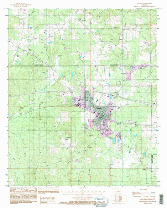 Classic USGS Arcadia Louisiana 7.5'x7.5' Topo Map Image
