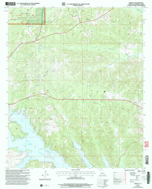 Classic USGS Arizona Louisiana 7.5'x7.5' Topo Map Image