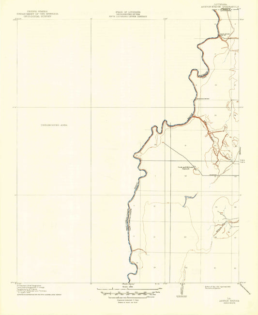 Classic USGS Kilbourne Louisiana 7.5'x7.5' Topo Map Image