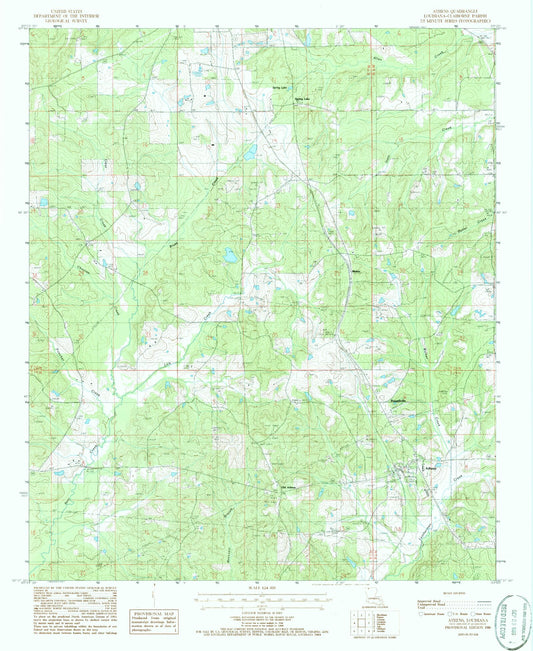 Classic USGS Athens Louisiana 7.5'x7.5' Topo Map Image