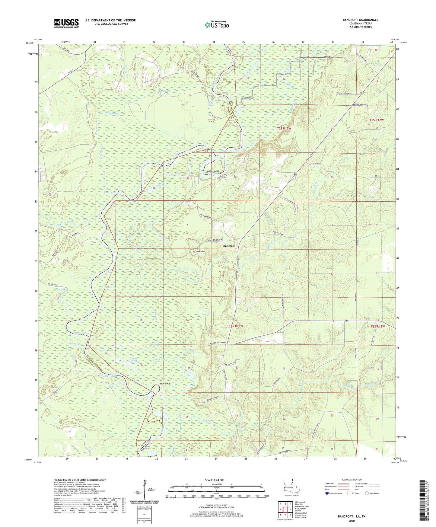 Bancroft Louisiana US Topo Map Image