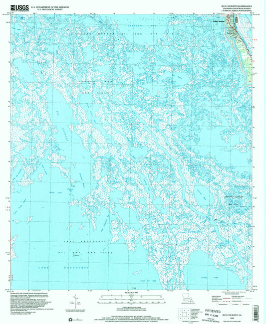Classic USGS Bay Courant Louisiana 7.5'x7.5' Topo Map Image