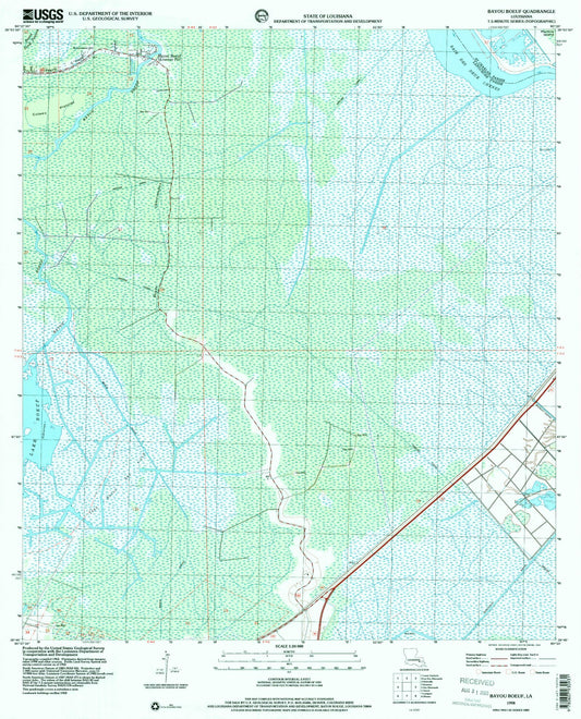 Classic USGS Bayou Boeuf Louisiana 7.5'x7.5' Topo Map Image