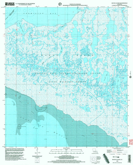 Classic USGS Bayou Lucien Louisiana 7.5'x7.5' Topo Map Image