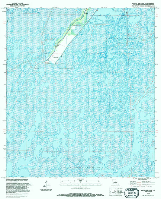 Classic USGS Bayou Sauveur Louisiana 7.5'x7.5' Topo Map Image