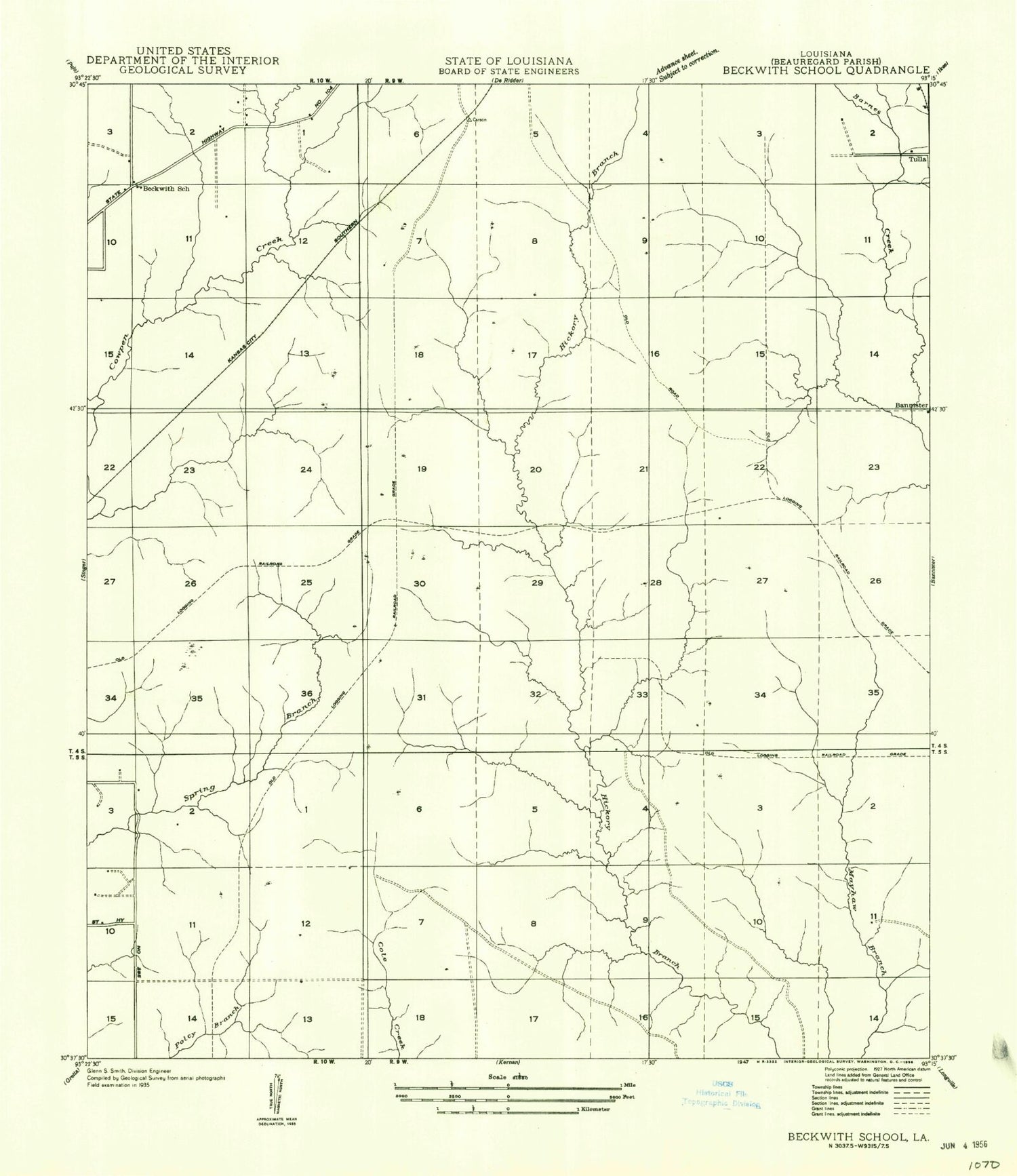Classic USGS Mach Branch Louisiana 7.5'x7.5' Topo Map Image