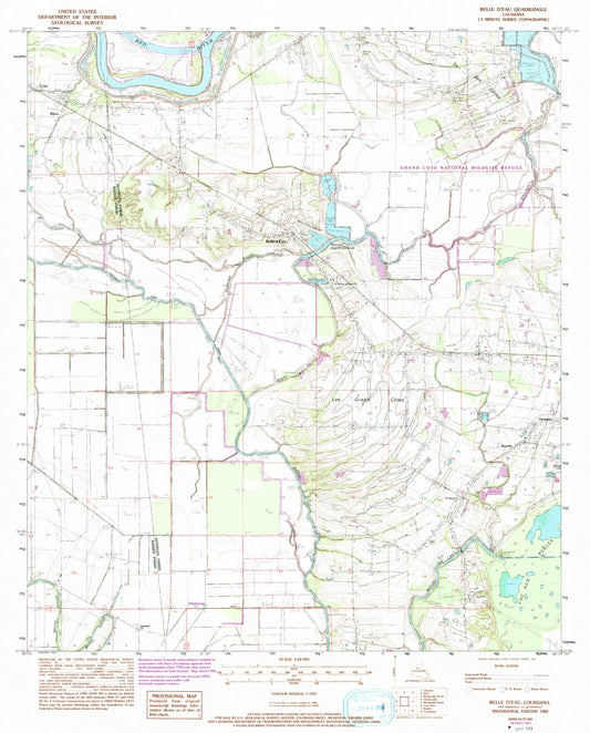 Classic USGS Belle d'Eau Louisiana 7.5'x7.5' Topo Map Image